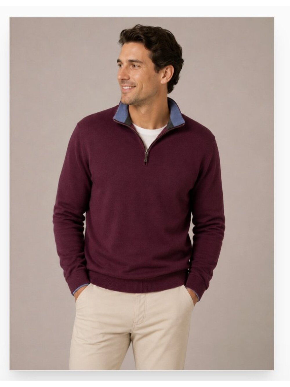 Greyson Saratoga Sweater Mens Medium Red Wool Cashmere 1/4 Zip Golf Pullover